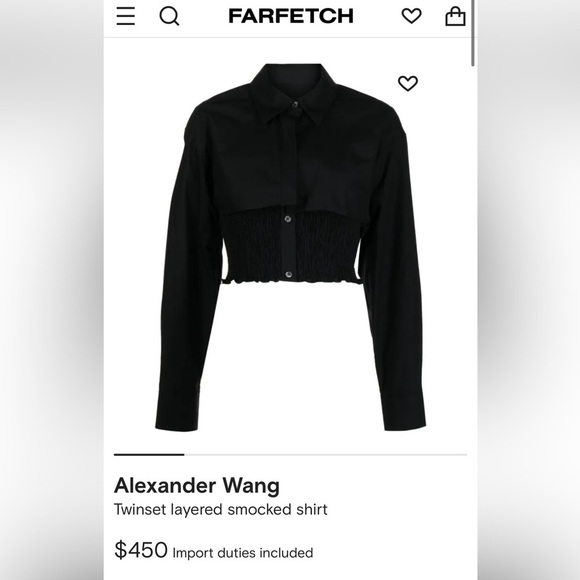 ๐ฅ ๐ ALEXANDER WANG Twinset layered smocked shirt NWT $450 small - Picture 2 of 9